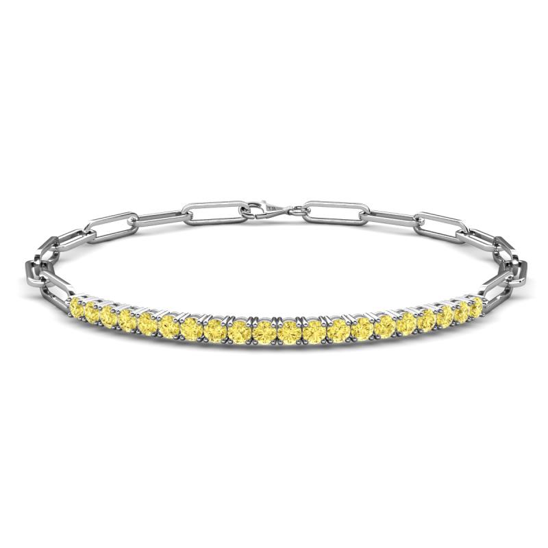 Lily 1.10 ctw Yellow Sapphire Paperclip Links Tennis  Bracelet 
