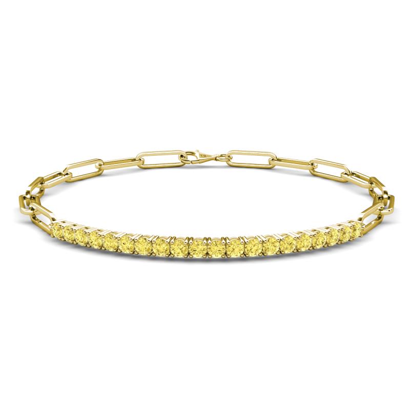 Lily 1.10 ctw Yellow Sapphire Paperclip Links Tennis  Bracelet 