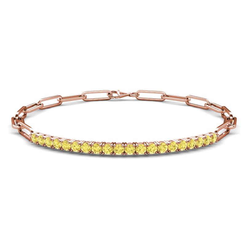 Lily 1.10 ctw Yellow Sapphire Paperclip Links Tennis  Bracelet 