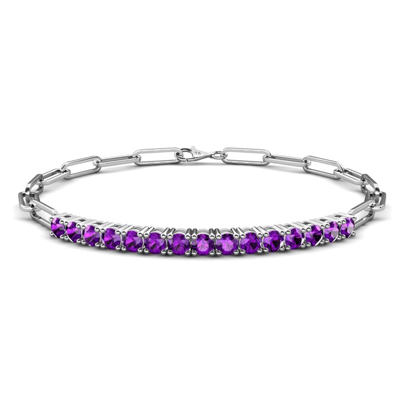 Lily 1.50 ctw Amethyst Paperclip Links Tennis  Bracelet 