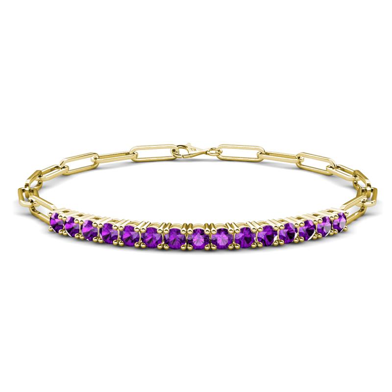 Lily 1.50 ctw Amethyst Paperclip Links Tennis  Bracelet 