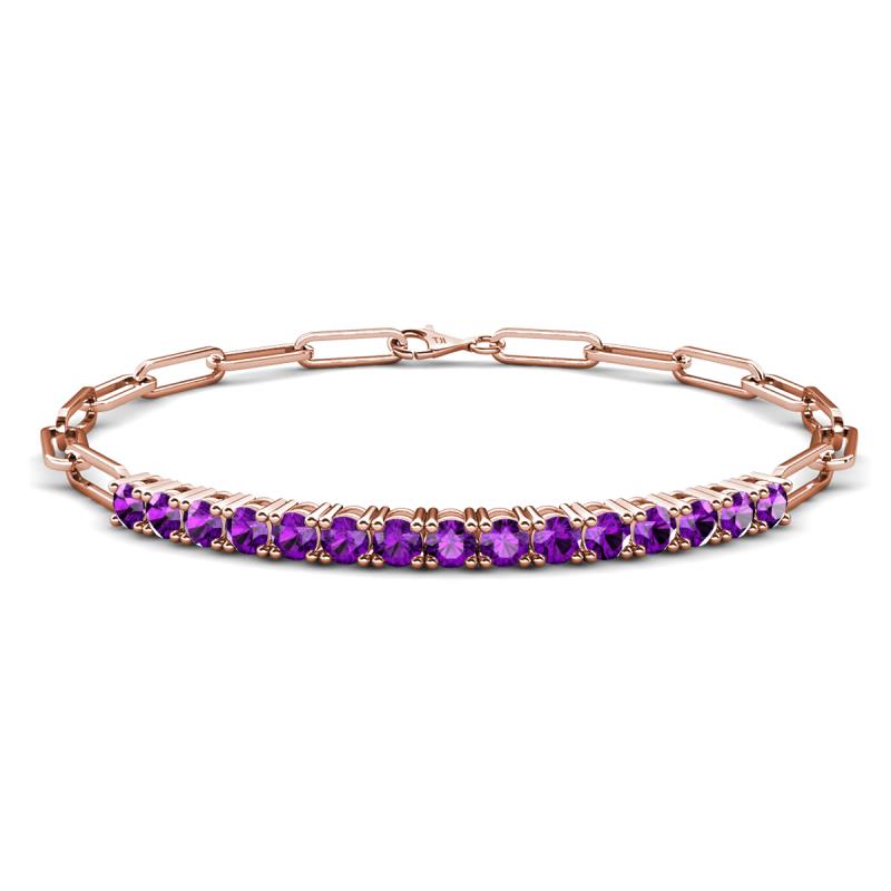 Lily 1.50 ctw Amethyst Paperclip Links Tennis  Bracelet 