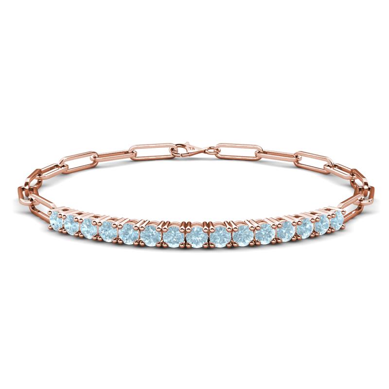 Lily 1.20 ctw Aquamarine Paperclip Links Tennis  Bracelet 