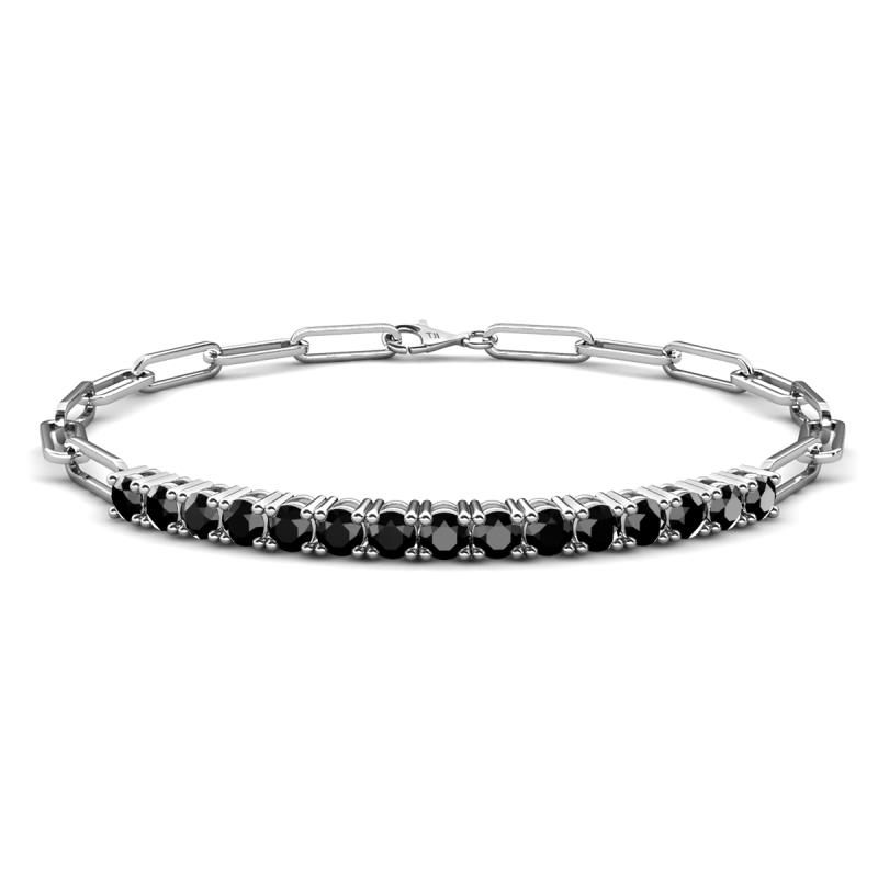 Lily 1.65 ctw Black Diamonds Paperclip Links Tennis  Bracelet 