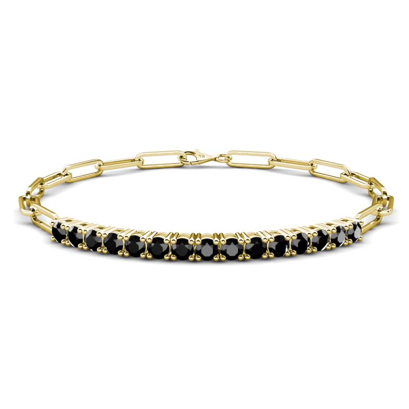 Lily 1.65 ctw Black Diamonds Paperclip Links Tennis  Bracelet 
