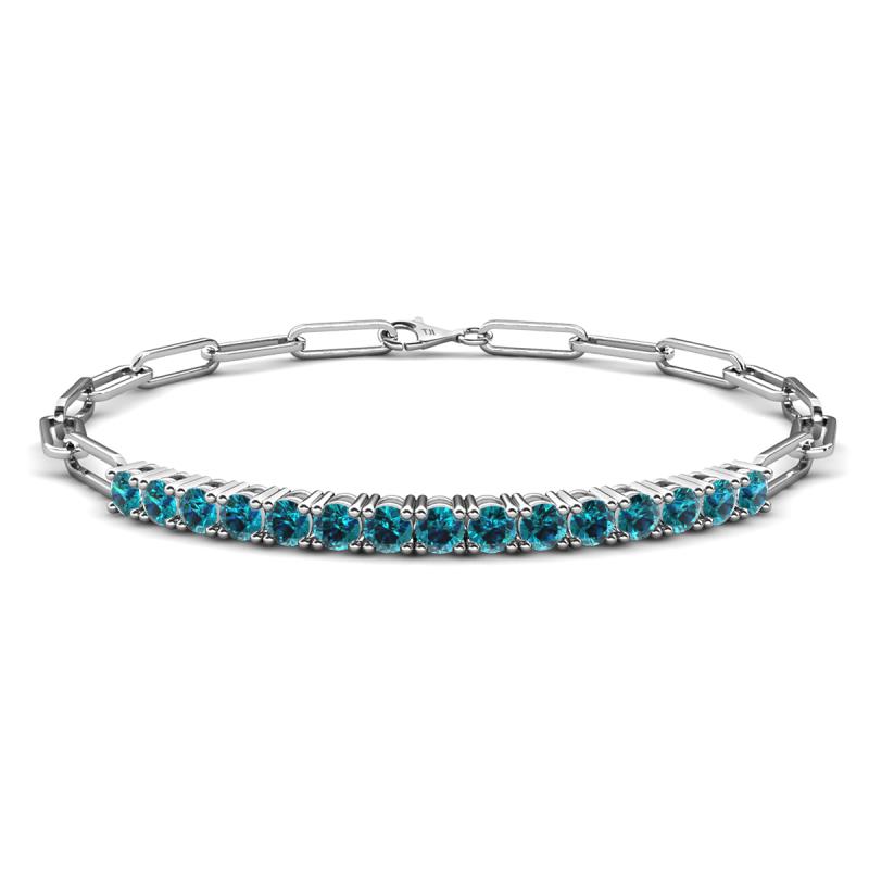 Lily 1.50 ctw Blue Diamonds Paperclip Links Tennis  Bracelet 