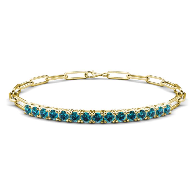 Lily 1.50 ctw Blue Diamonds Paperclip Links Tennis  Bracelet 