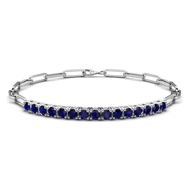 Lily 1.80 ctw Blue Sapphire Paperclip Links Tennis  Bracelet 