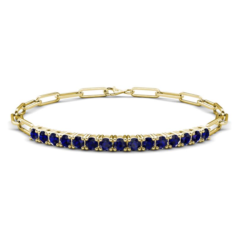 Lily 1.80 ctw Blue Sapphire Paperclip Links Tennis  Bracelet 