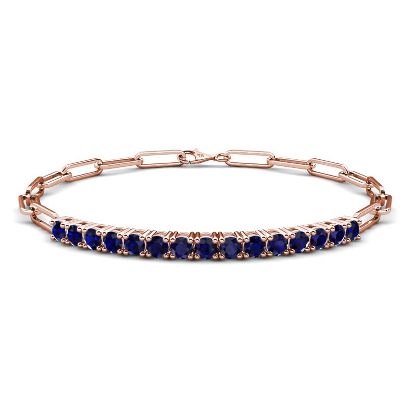 Lily 1.80 ctw Blue Sapphire Paperclip Links Tennis  Bracelet 