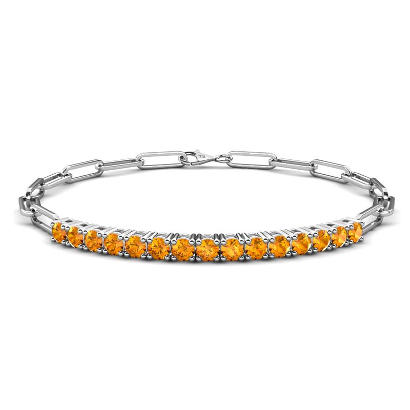 Lily 1.50 ctw Citrine Paperclip Links Tennis  Bracelet 