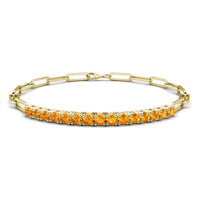 Lily 1.50 ctw Citrine Paperclip Links Tennis  Bracelet 