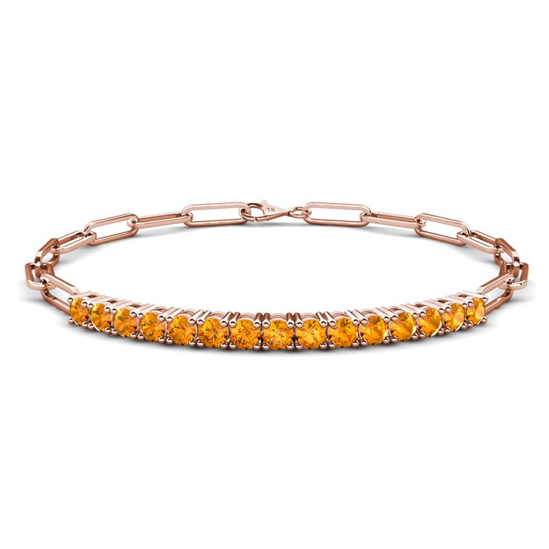 Lily 1.50 ctw Citrine Paperclip Links Tennis  Bracelet 