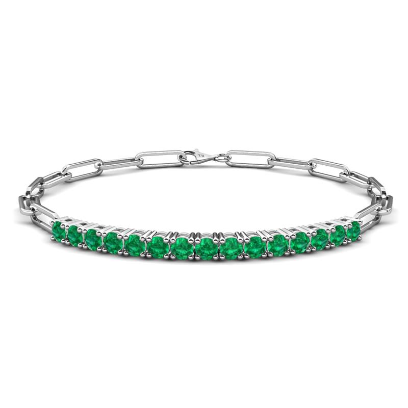 Lily 1.50 ctw Emerald Paperclip Links Tennis  Bracelet 