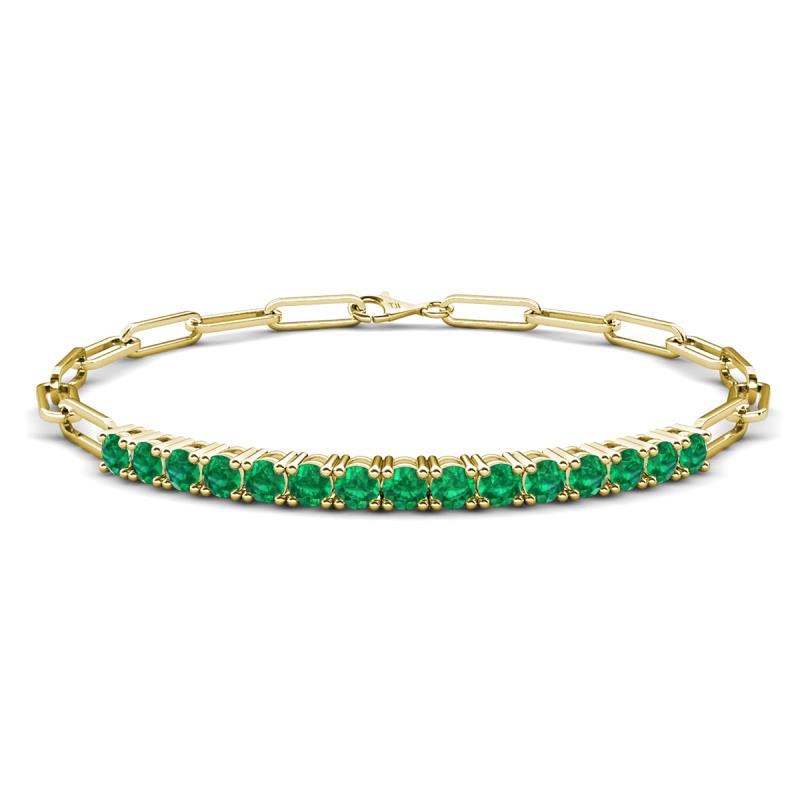 Lily 1.50 ctw Emerald Paperclip Links Tennis  Bracelet 