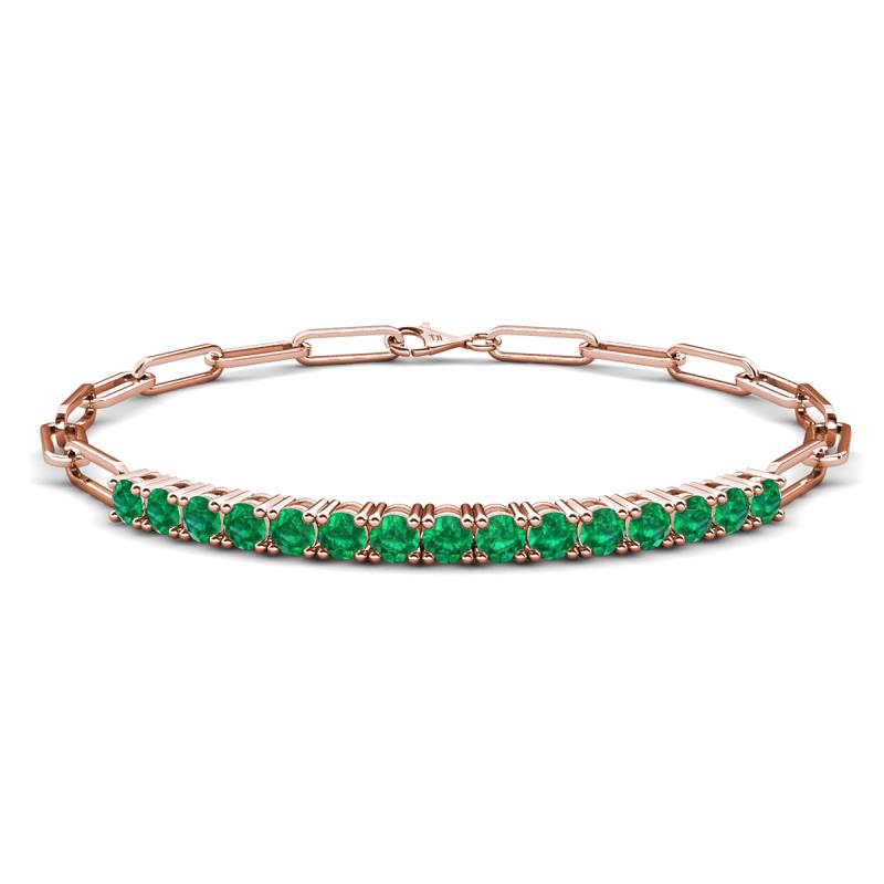 Lily 1.50 ctw Emerald Paperclip Links Tennis  Bracelet 