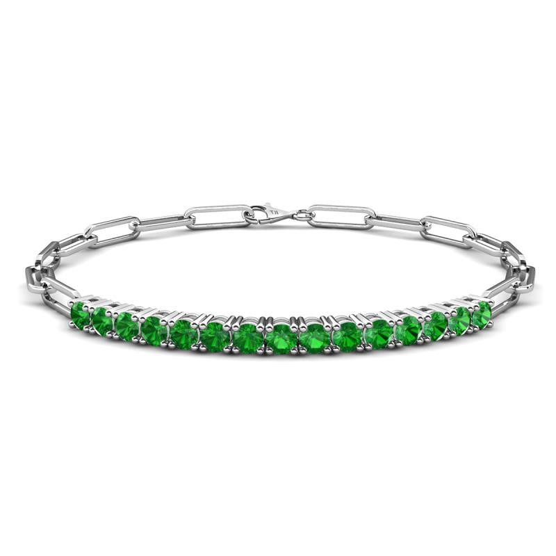 Lily 1.73 ctw Green Garnet Paperclip Links Tennis  Bracelet 
