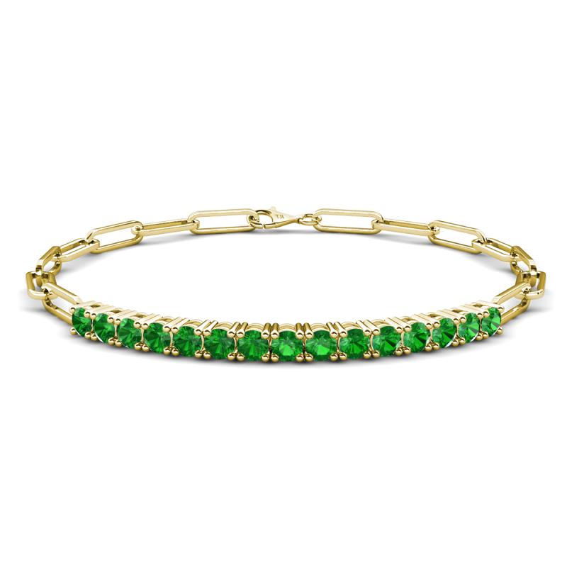 Lily 1.73 ctw Green Garnet Paperclip Links Tennis  Bracelet 