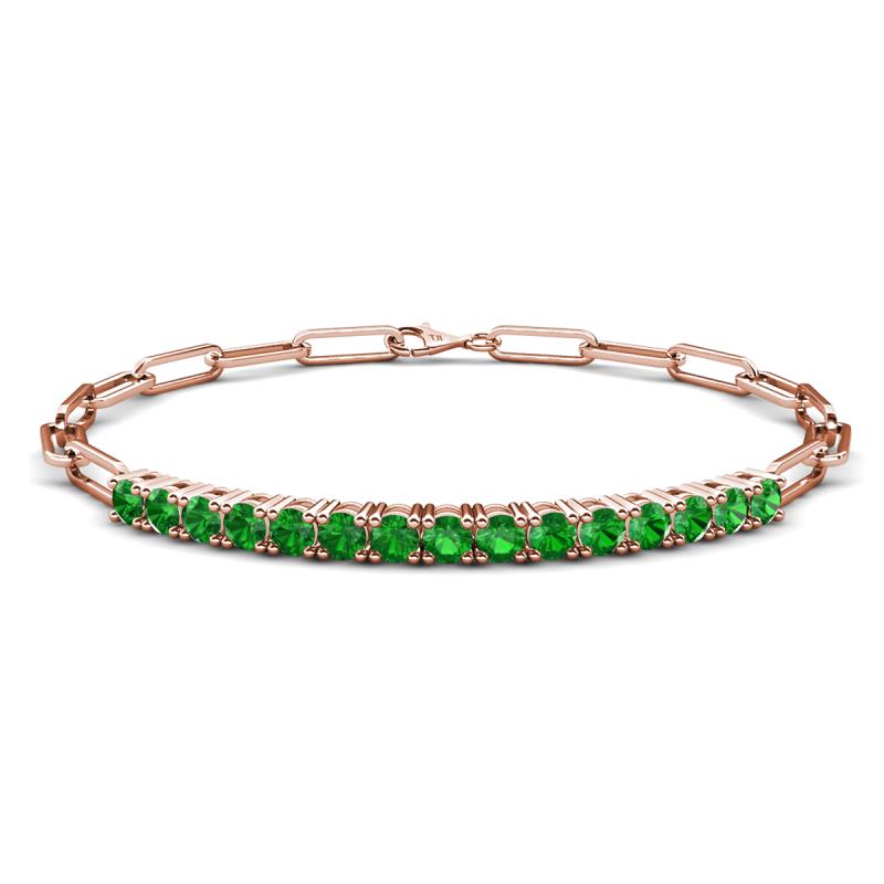 Lily 1.73 ctw Green Garnet Paperclip Links Tennis  Bracelet 