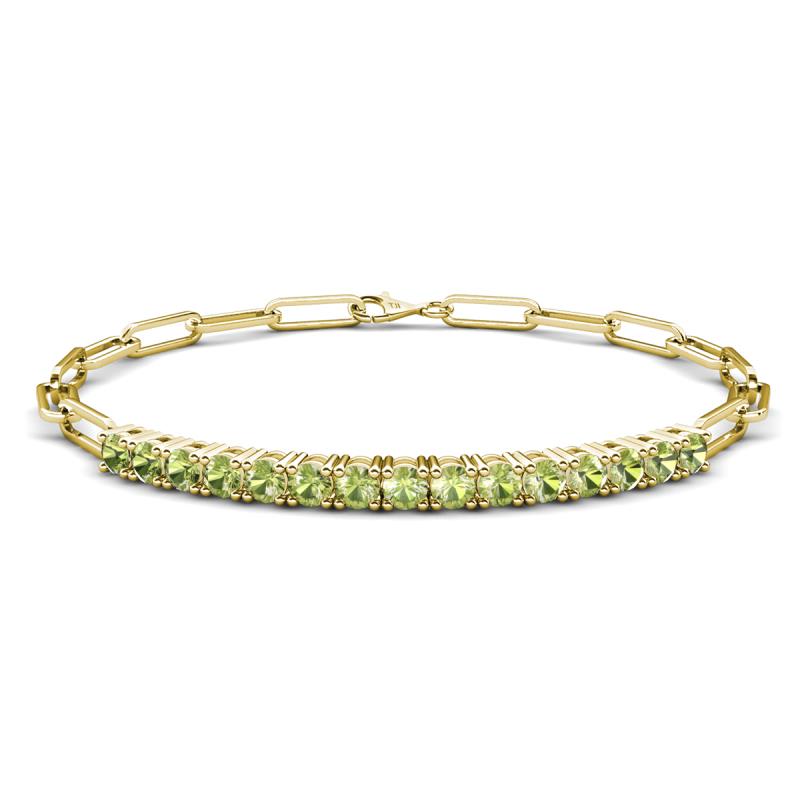 Lily 1.73 ctw Peridot Paperclip Links Tennis  Bracelet 