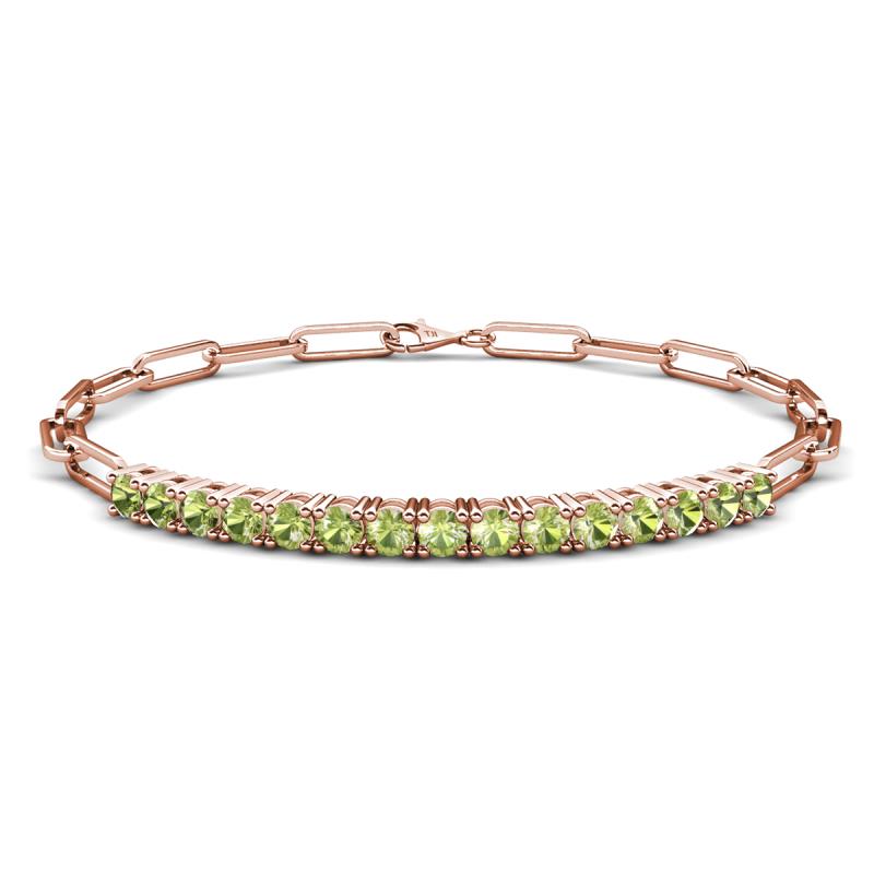 Lily 1.73 ctw Peridot Paperclip Links Tennis  Bracelet 