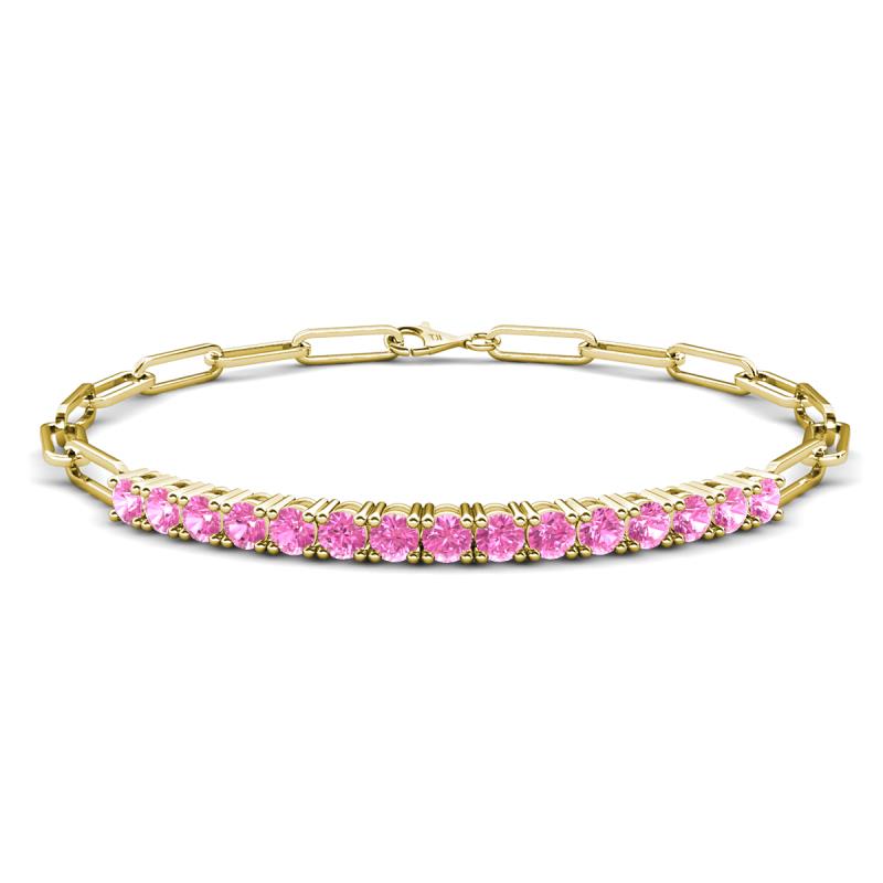 Lily 2.55 ctw Pink Sapphire Paperclip Links Tennis  Bracelet 