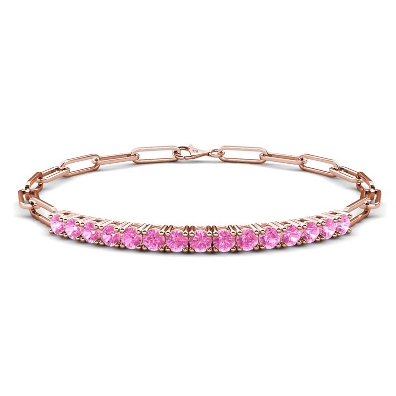 Lily 2.55 ctw Pink Sapphire Paperclip Links Tennis  Bracelet 