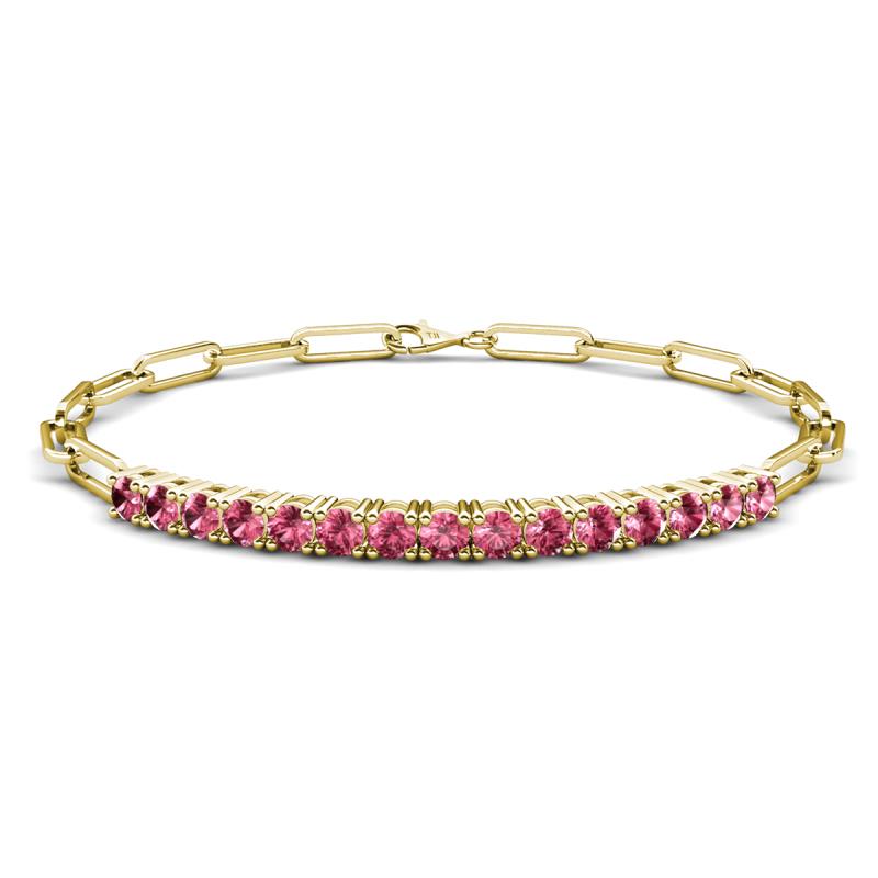 Lily 1.20 ctw Pink Tourmaline Paperclip Links Tennis  Bracelet 