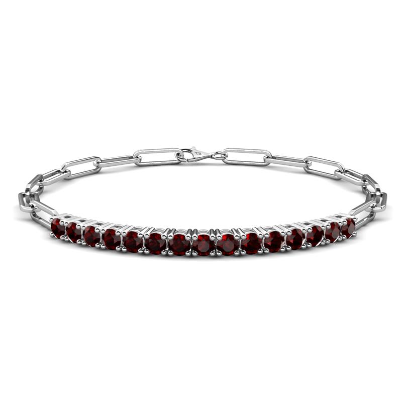 Lily 1.74 ctw Red Garnet Paperclip Links Tennis  Bracelet 