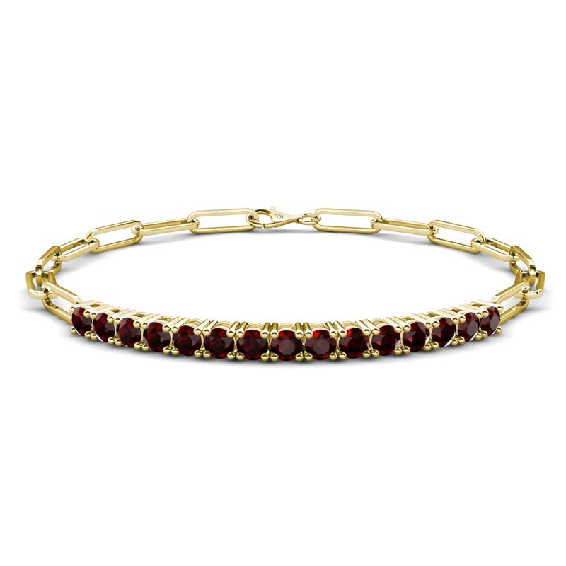 Lily 1.74 ctw Red Garnet Paperclip Links Tennis  Bracelet 