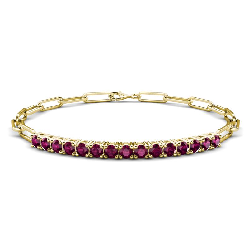 Lily 1.74 ctw Rhodolite Garnet Paperclip Links Tennis  Bracelet 