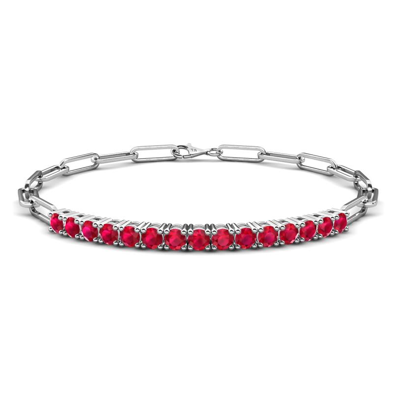 Lily 1.50 ctw Ruby Paperclip Links Tennis  Bracelet 