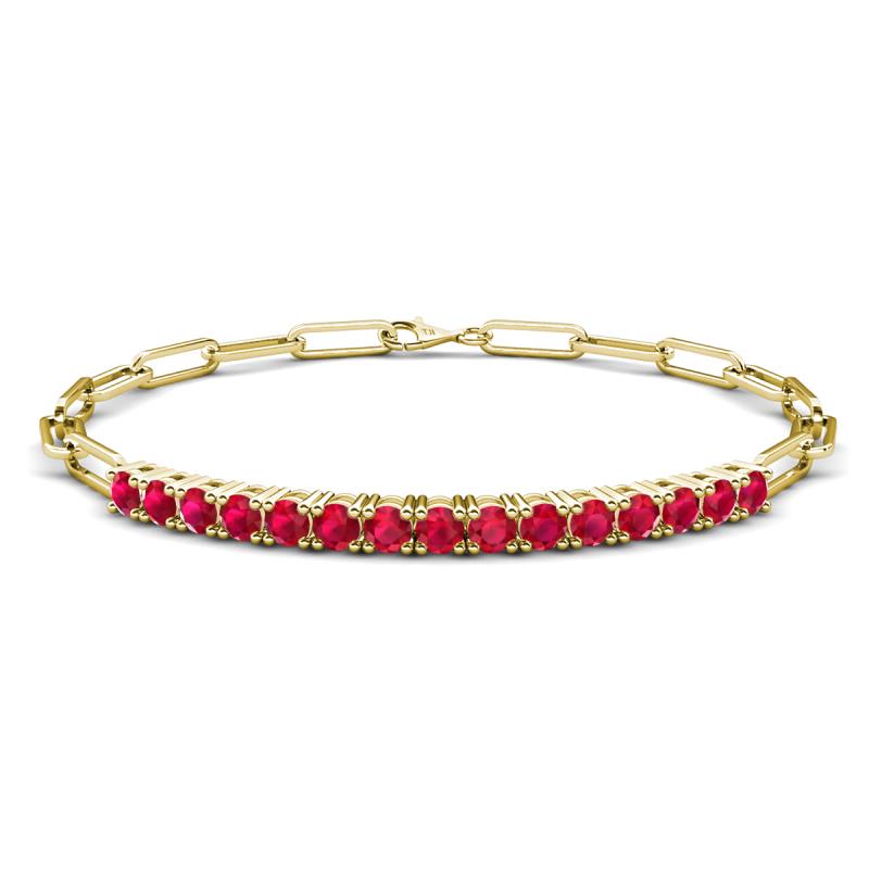 Lily 1.50 ctw Ruby Paperclip Links Tennis  Bracelet 