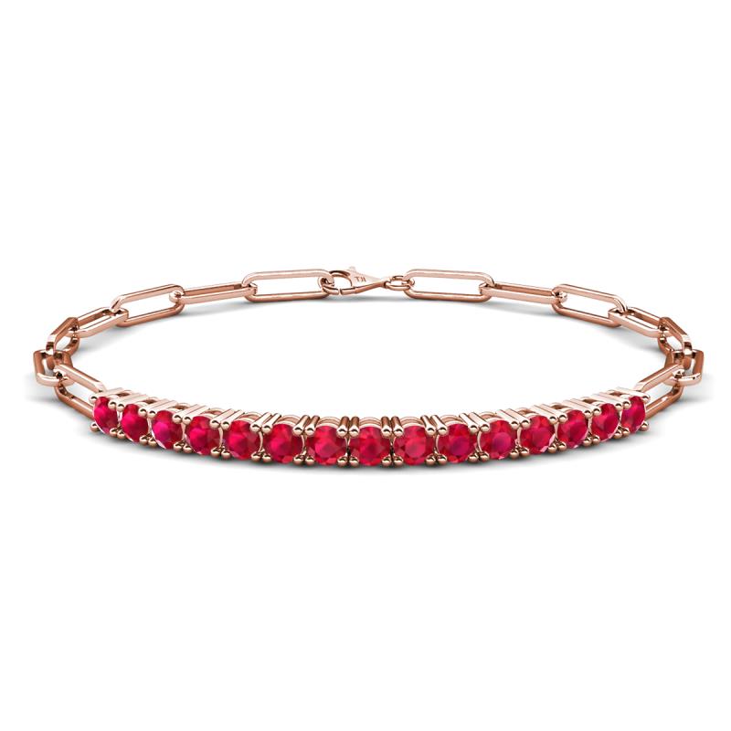 Lily 1.50 ctw Ruby Paperclip Links Tennis  Bracelet 