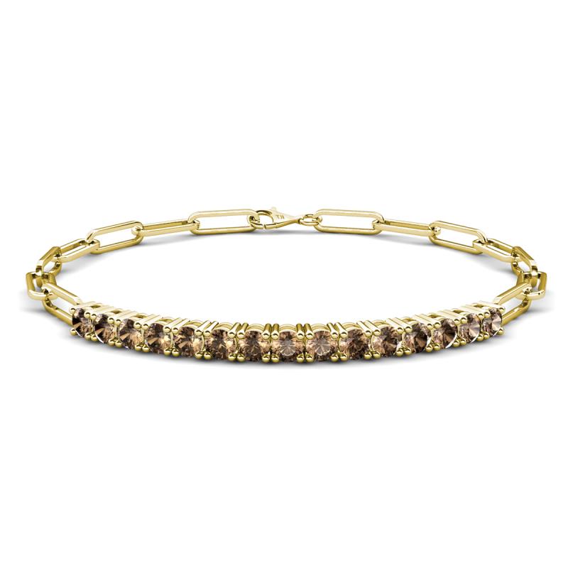 Lily 1.50 ctw Smoky Quartz Paperclip Links Tennis  Bracelet 