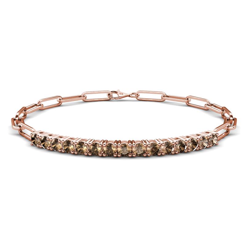 Lily 1.50 ctw Smoky Quartz Paperclip Links Tennis  Bracelet 