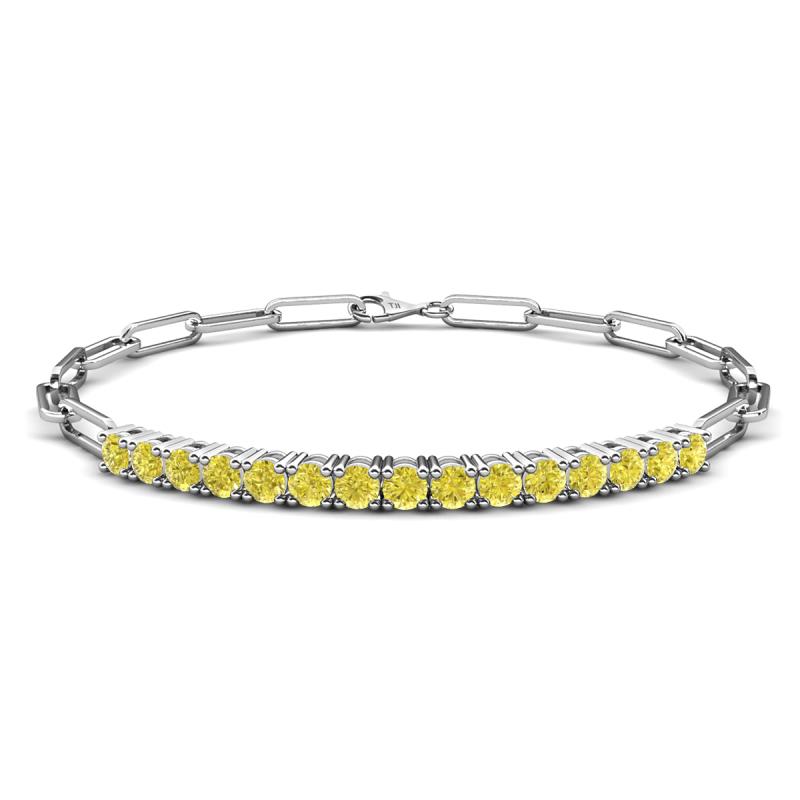 Lily 1.50 ctw Yellow Diamonds Paperclip Links Tennis  Bracelet 