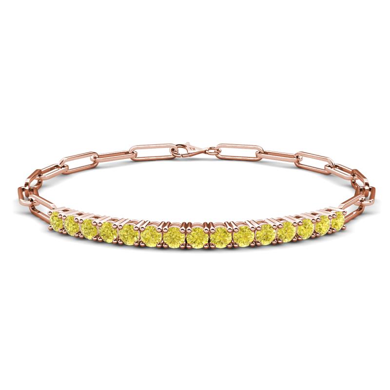 Lily 1.50 ctw Yellow Diamonds Paperclip Links Tennis  Bracelet 