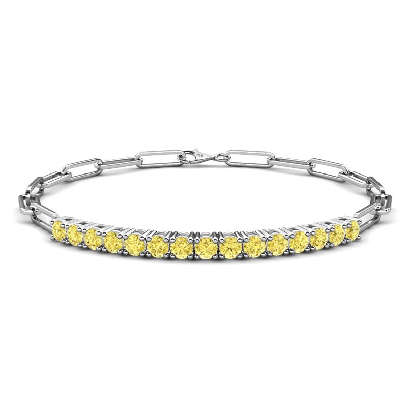 Lily 1.58 ctw Yellow Sapphire Paperclip Links Tennis  Bracelet 