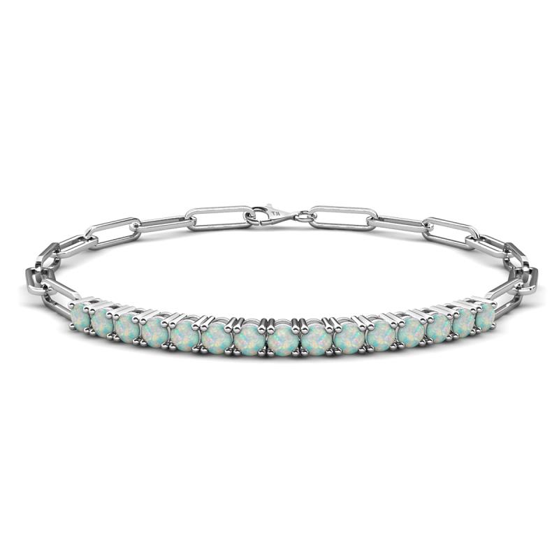Lily 0.90 ctw Opal Paperclip Links Tennis  Bracelet 