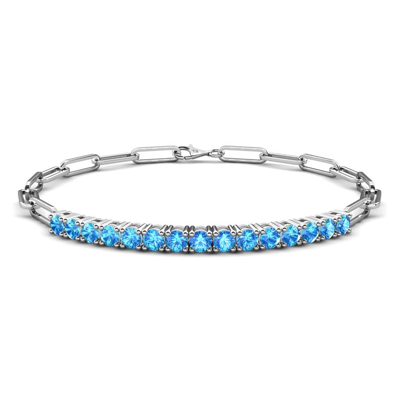 Lily 1.35 ctw Blue Topaz Paperclip Links Tennis  Bracelet 
