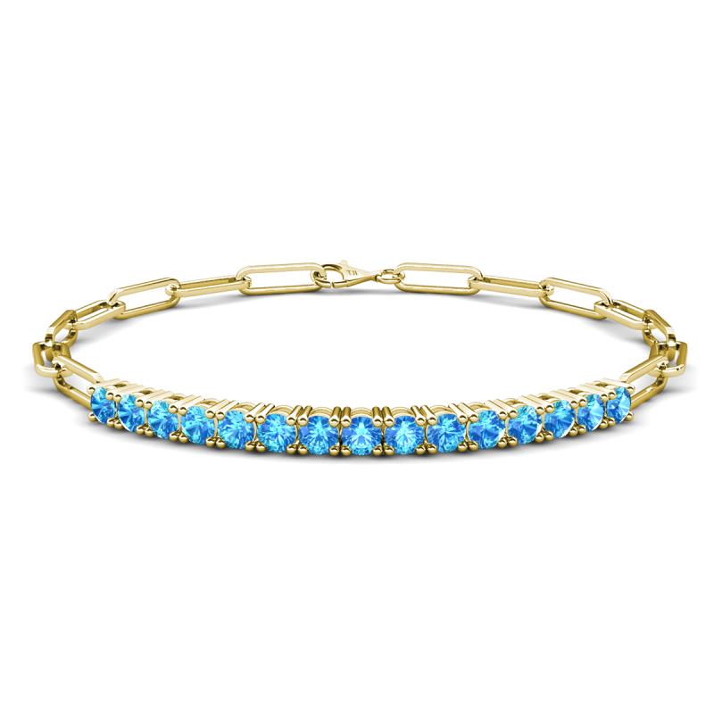Lily 1.35 ctw Blue Topaz Paperclip Links Tennis  Bracelet 