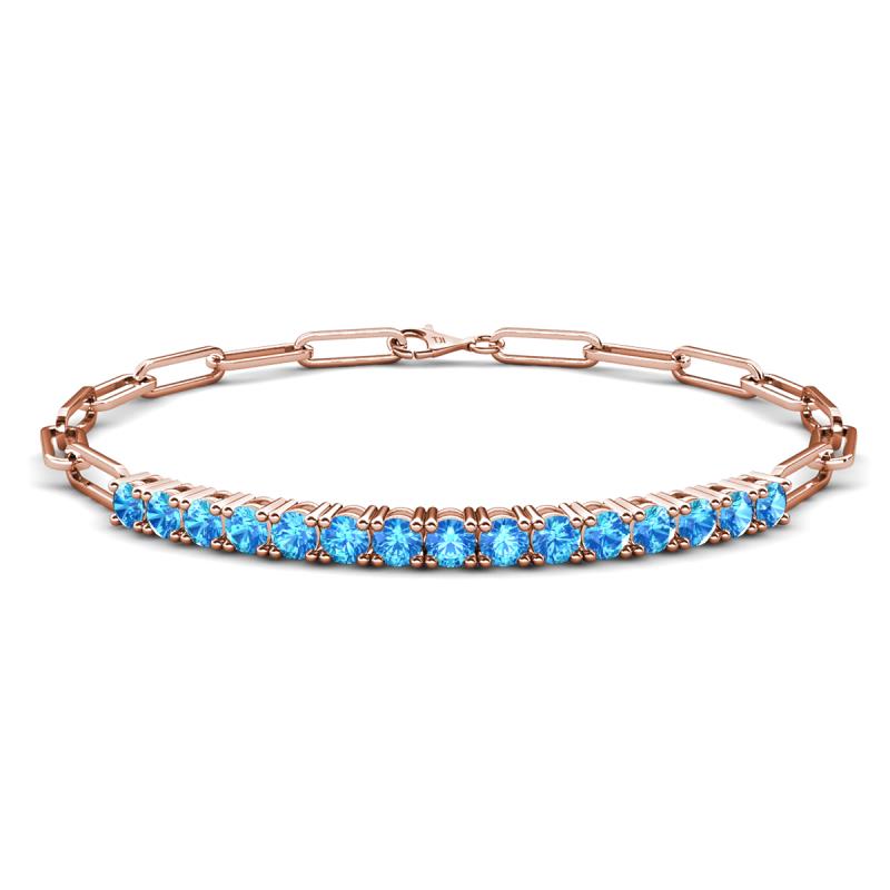 Lily 1.35 ctw Blue Topaz Paperclip Links Tennis  Bracelet 