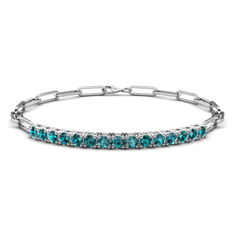 Lily 1.65 ctw London Blue Topaz Paperclip Links Tennis  Bracelet 