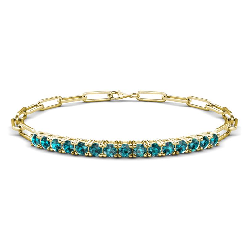 Lily 1.65 ctw London Blue Topaz Paperclip Links Tennis  Bracelet 