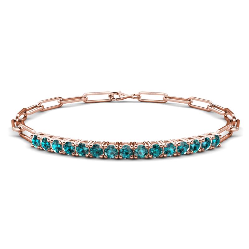 Lily 1.65 ctw London Blue Topaz Paperclip Links Tennis  Bracelet 