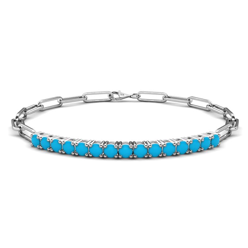 Lily 1.05 ctw Turquoise Paperclip Links Tennis  Bracelet 