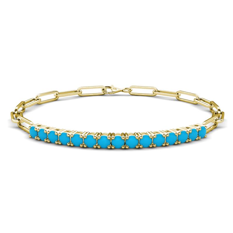 Lily 1.05 ctw Turquoise Paperclip Links Tennis  Bracelet 