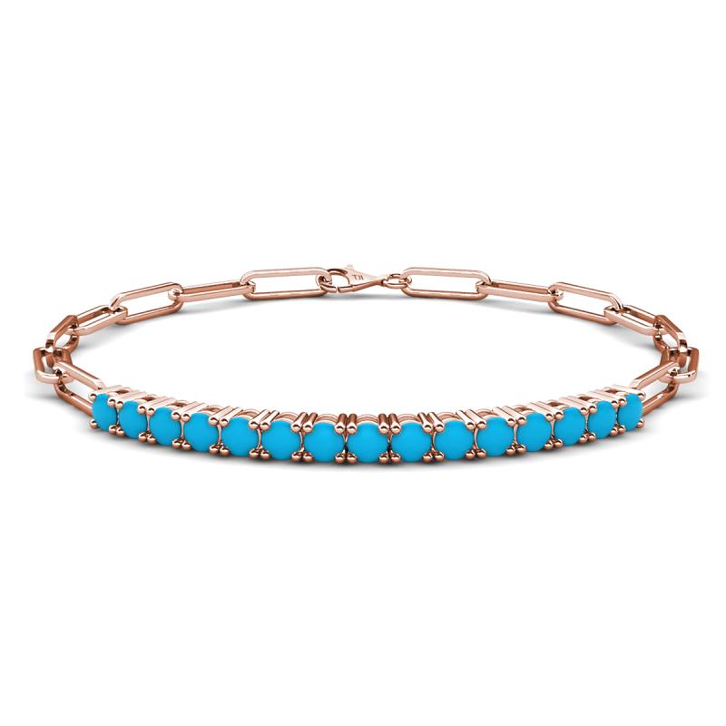 Lily 1.05 ctw Turquoise Paperclip Links Tennis  Bracelet 