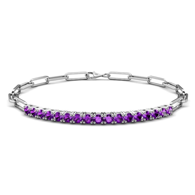 Lily 1.36 ctw Amethyst Paperclip Links Tennis  Bracelet 